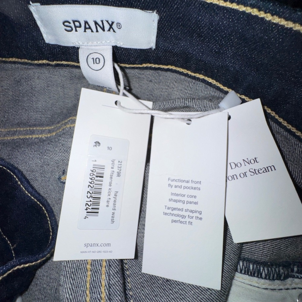 SPANX Size 10 Hayward Wash Kick Flare Jeans Dark Wash Shaping NWT - Picture 5 of 6